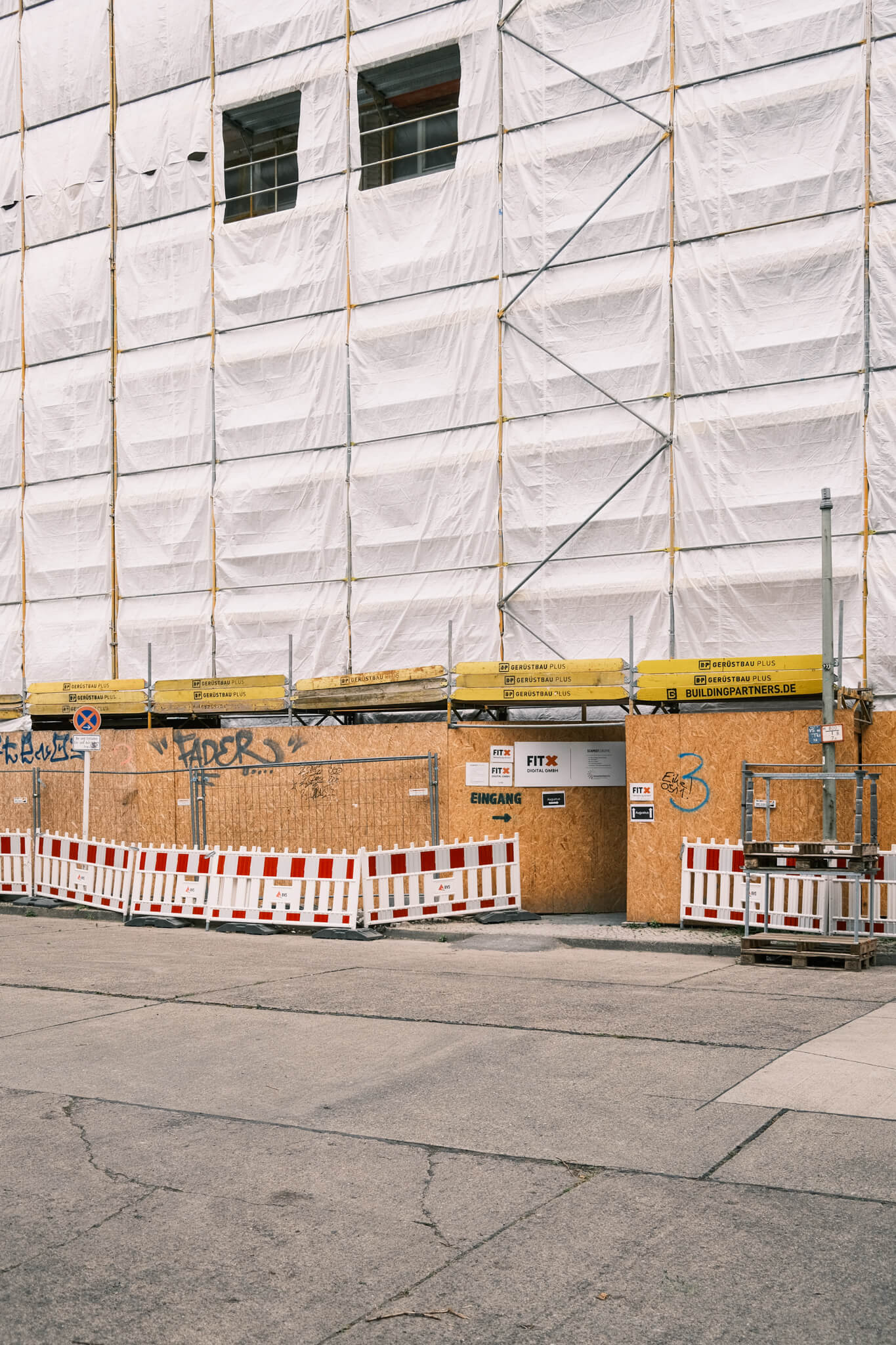 Scaffolding in front of a building