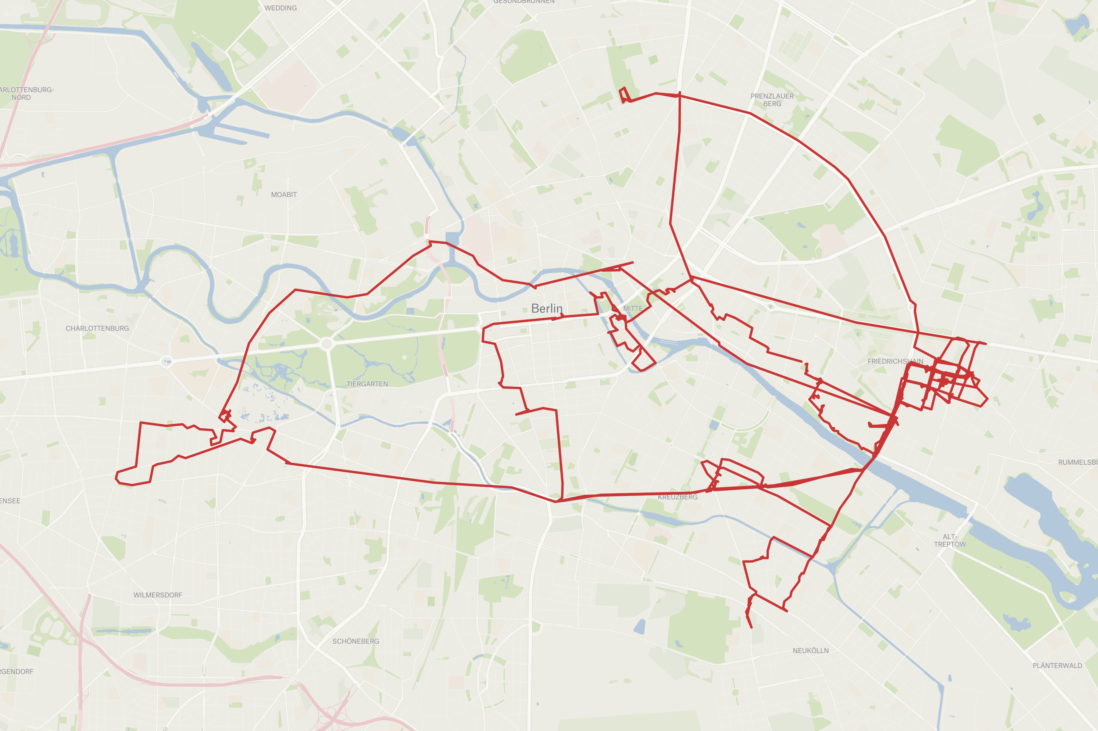 A map with GPS data of our walk in Berlin
