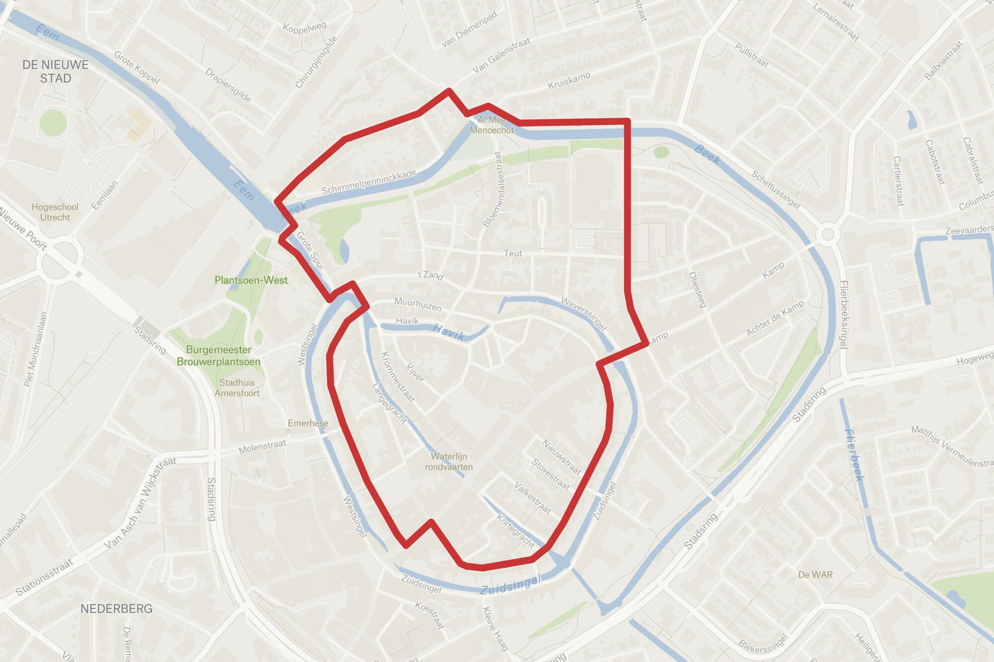 A map of the route through Amersfoort